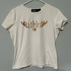 Harley-Davidson Vtg Y2K Jeweled Wing Emblem Tee XL